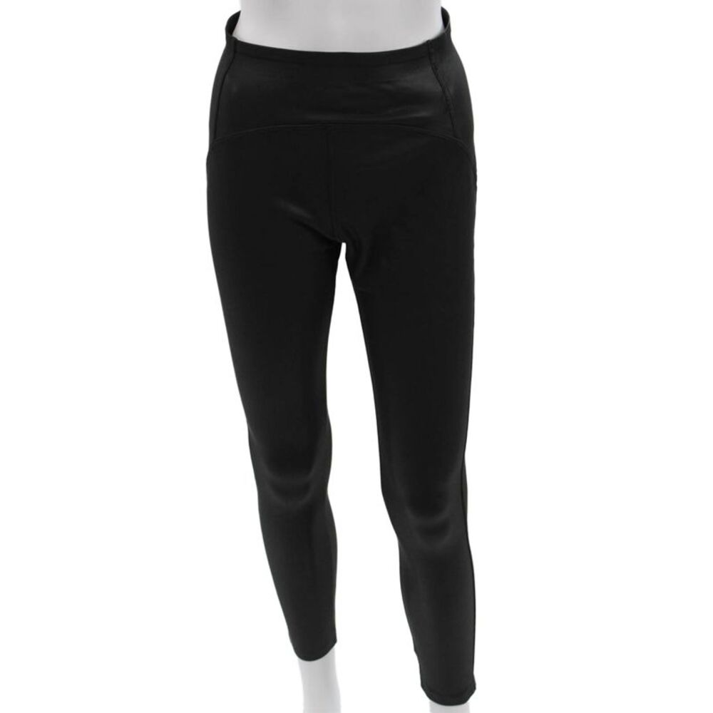 Buru Womens Cropped Black Polyurethane Maternity Leggings Size M